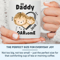 My Daddy Is rOARsome Mug – Personalised Lion and Cub Design with Child’s Name – Father’s Day Gift from Kids
