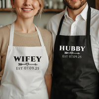 Personalised Couple Aprons – Matching Custom Name Aprons with Adjustable Fit