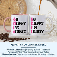 Funny 30th Birthday Mug – Ceramic Coffee Cup With Humorous Thirty Joke Text