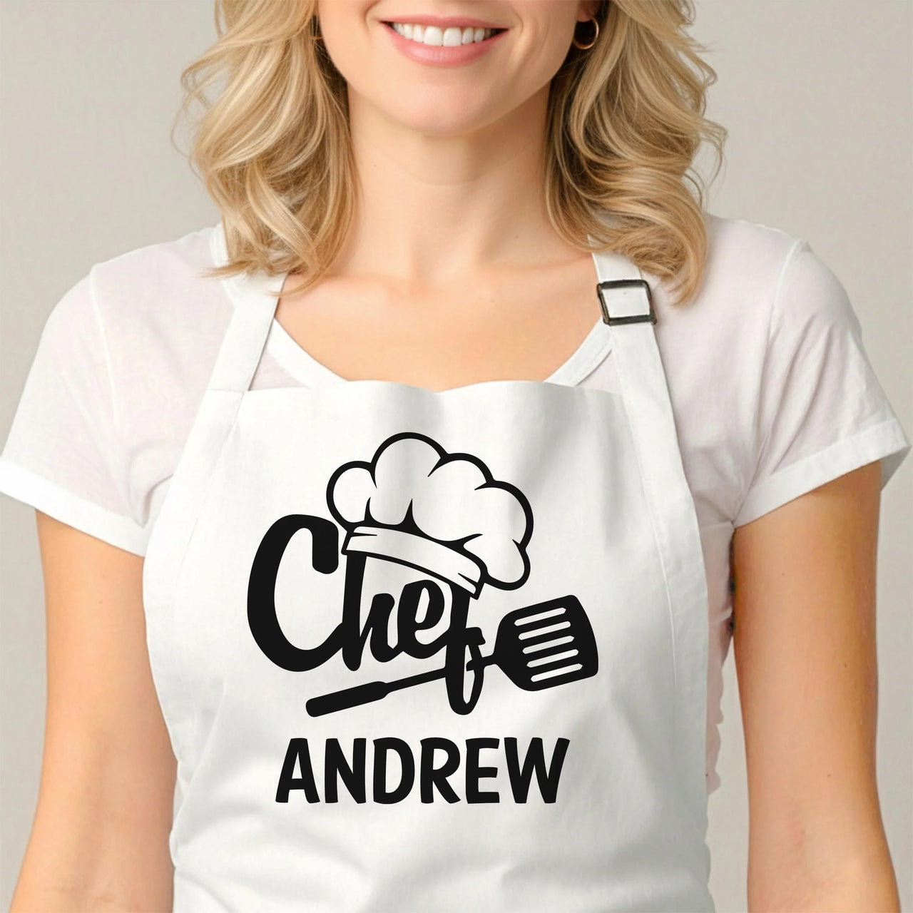 Personalized Kitchen Apron - Custom Chef Apron With Adjustable Neck Strap & Glitter Design