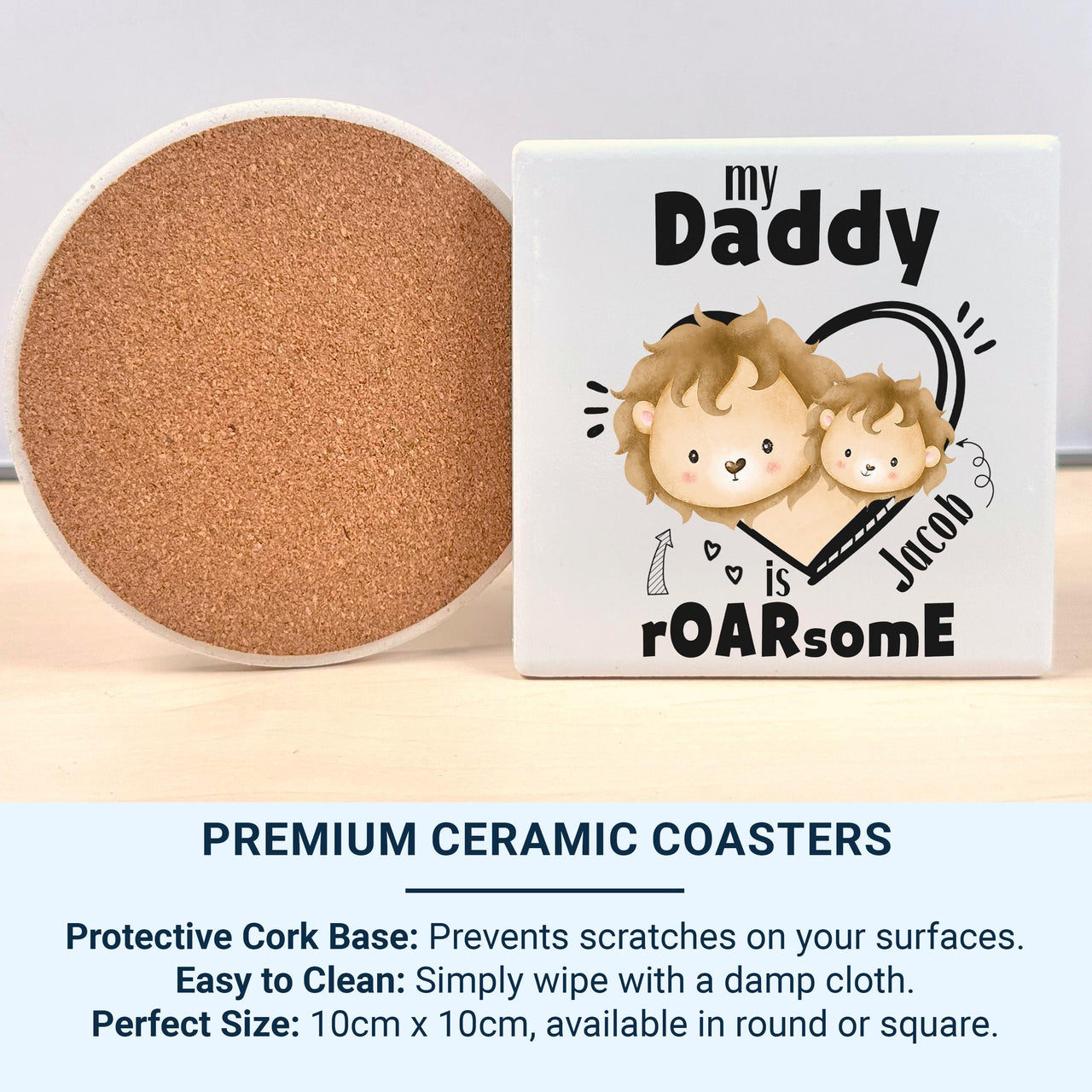 My Daddy Is rOARsome Mug – Personalised Lion and Cub Design with Child’s Name – Father’s Day Gift from Kids