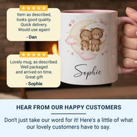 Personalised Baby Name Mug – Moon, Stars and Teddy Bears with Script Name – Dreamy Nursery and New Mum Gift