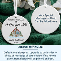 New Home Christmas Ornament - Painted House Keepsake with Address & Names 2025