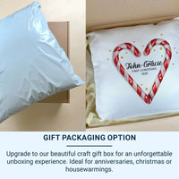 Personalised First Christmas Cushion – Custom Christmas Pillow With Romantic Candy Cane Heart