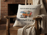 Personalised Campervan Cushion - Fun Family Adventure Keepsake with Names for Van Life Lovers