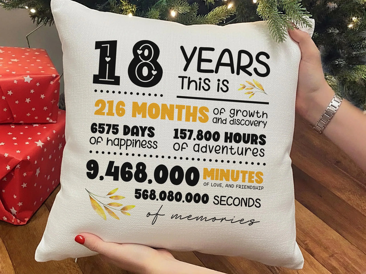 18th Anniversary Cushion - Personalised Anniversary Gift Ideas | Linen Style Pillow Cover