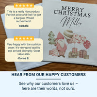 Personalised Gnome Cushion – Custom Name Pillow | Festive Christmas Cushion