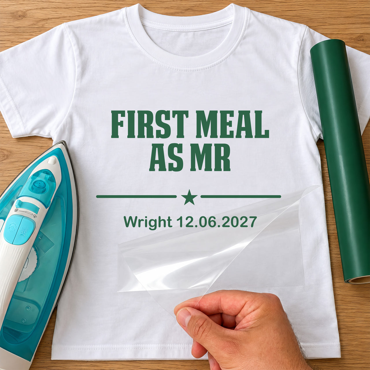 First Meal As Mr Iron-On Transfer - Personalised Surname & Date Design