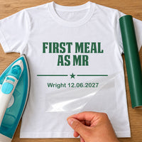 First Meal As Mr Iron-On Transfer - Personalised Surname & Date Design