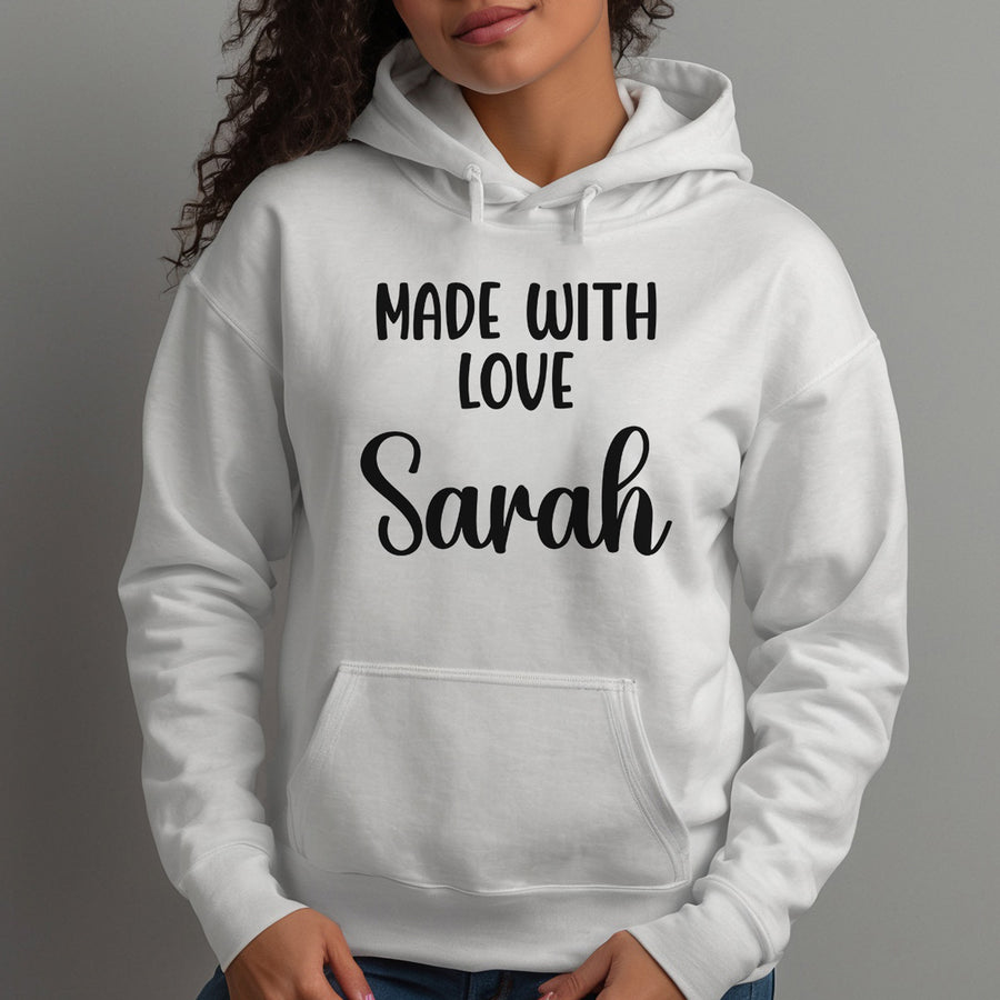 Made With Love Iron-On Transfer - Personalised Name Design - photo of the finished product