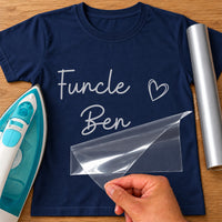 Navy T-shirt mockup with silver script 