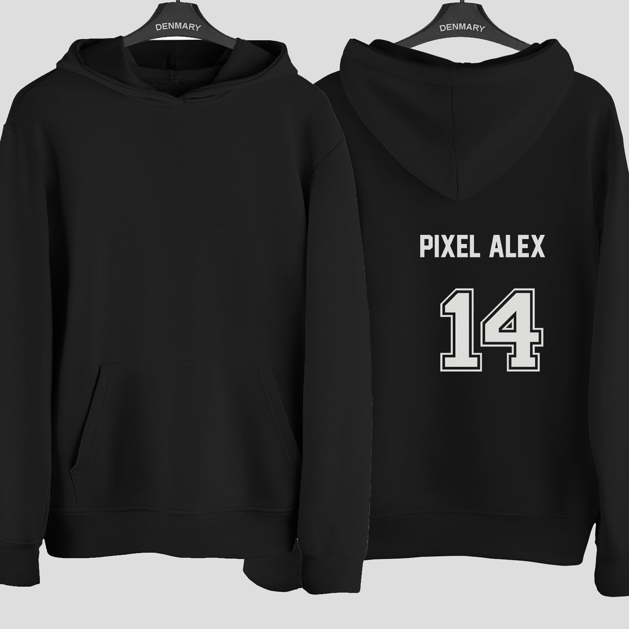 Gamer Tag & Number Iron-On Transfer shown on a hoodie