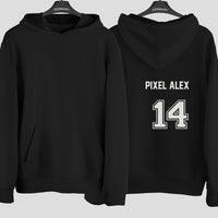Gamer Tag & Number Iron-On Transfer shown on a hoodie