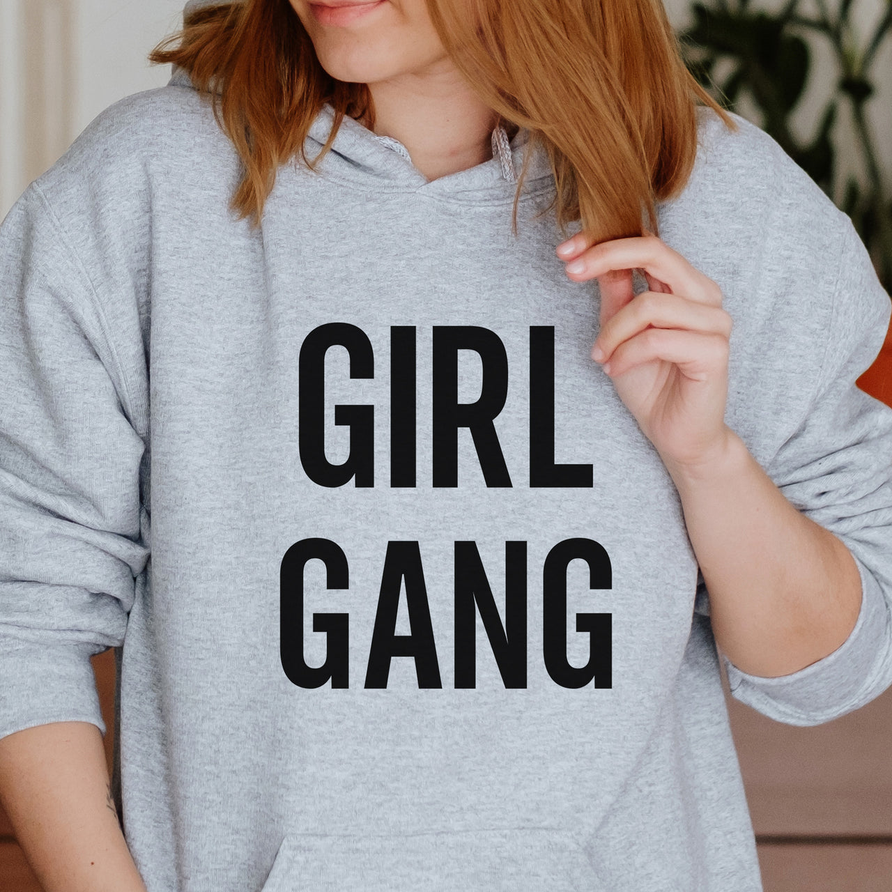 Girl Gang Iron-On Transfer shown on a hoodie