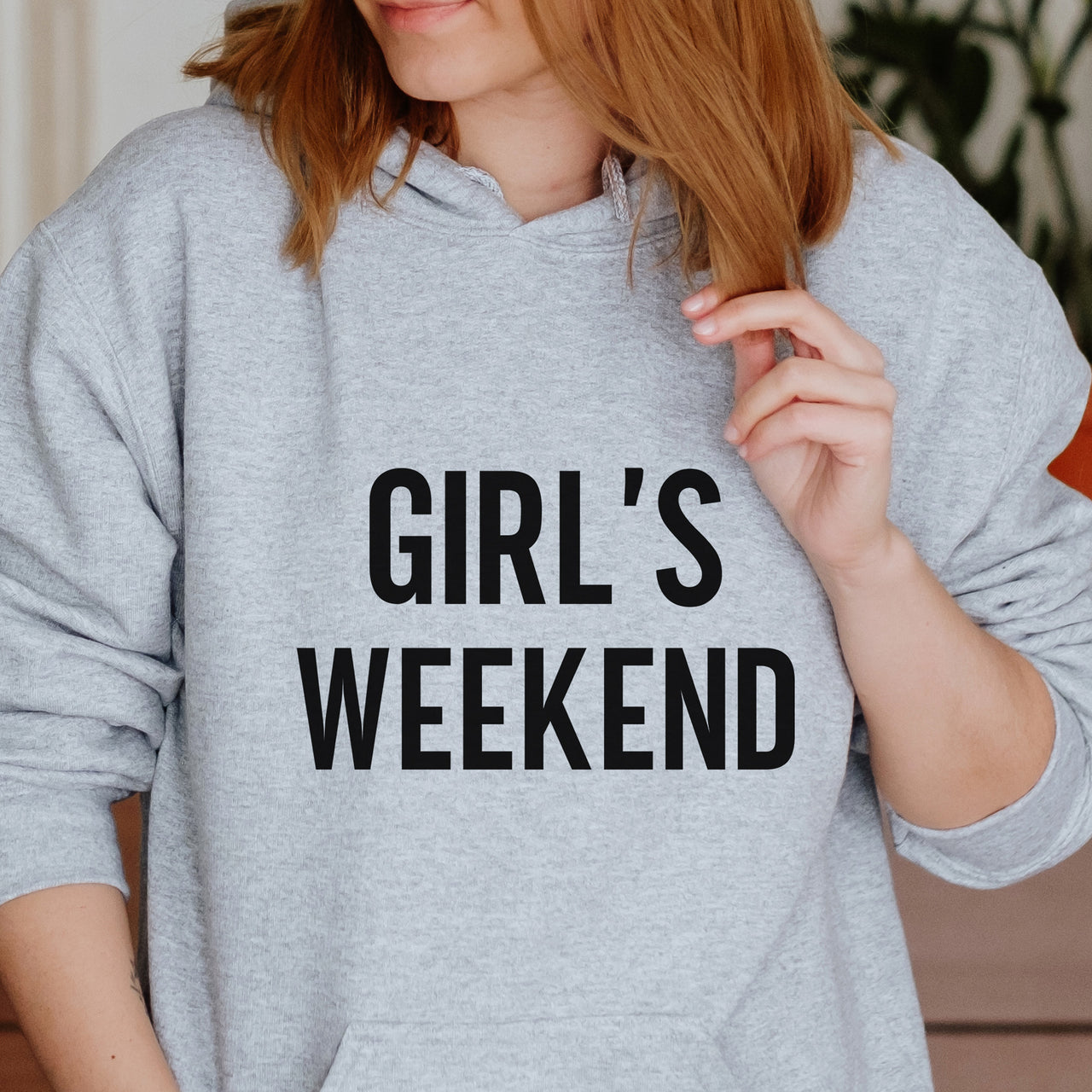 Girl's Weekend Iron-On Transfer shown on a hoodie