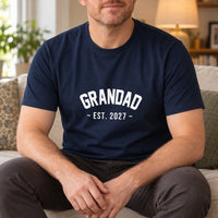 Grandad Est. Year Iron-On Transfer, shown on a navy t-shirt