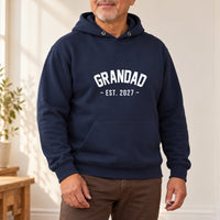 Grandad Est. Year Iron-On Transfer, shown on a navy hoodie