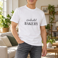 White T-shirt with the Handcrafted Bakery design printed on the chest