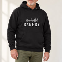 Black hoodie with the Handcrafted Bakery design printed on the chest
