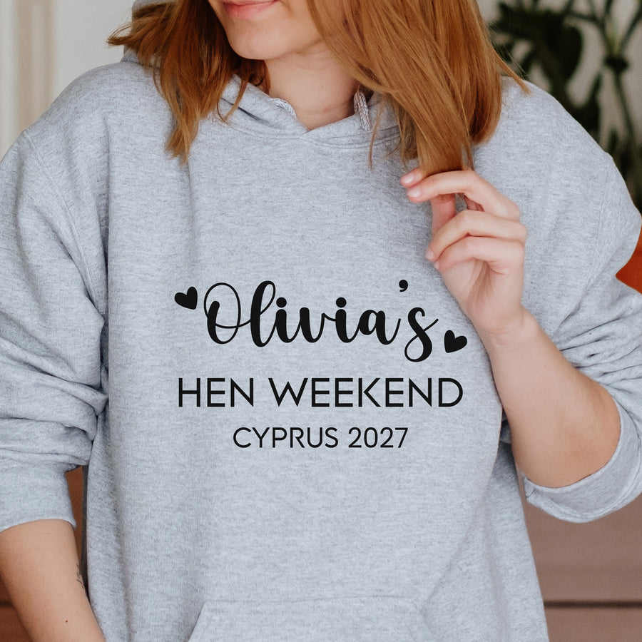 Hen Weekend Iron-On Transfer - Personalised Place & Year Design - photo of the finished product