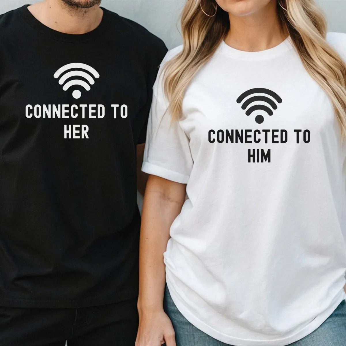 His & Hers Cosy Matched T-Shirts - Couples Anniversary or Christmas Gift - Honeymoon Attire - DENMARY