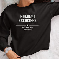 Holiday Exercises Iron-On Transfer - Funny Corkscrew Wine Design shown on a sweatshirt