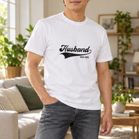 Husband Since Iron-On Transfer - Personalised Anniversary Year Design, shown on a white t-shirt