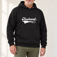 Husband Since Iron-On Transfer - Personalised Anniversary Year Design, shown on a black hoodie