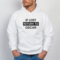 If Lost Return To Name Iron-On Transfer shown on a hoodie