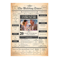Unframed 20 years China anniversary newspaper style print design with couple photo and facts from 2006