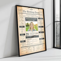 70th Birthday Newspaper Print: Custom Retro Milestone Wall Art