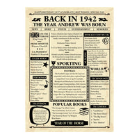 Unframed Back in 1942 print reading The Year Andrew Was Born, with a Year of the Horse banner