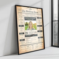 Birthday Newspaper Print: Retro Style Keepsake (Custom Name & Photo)