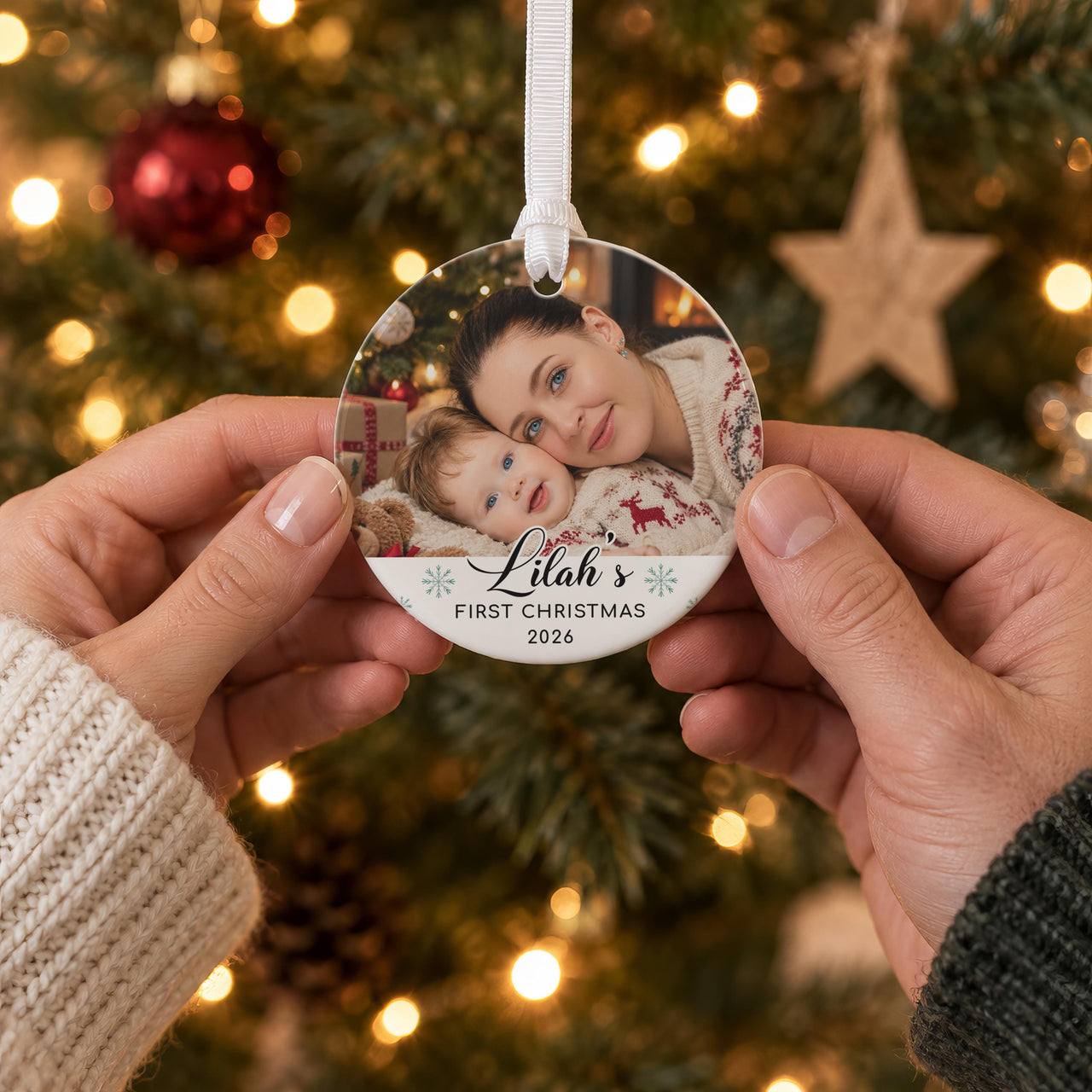 Personalised Babys First Christmas Bauble - lifestyle