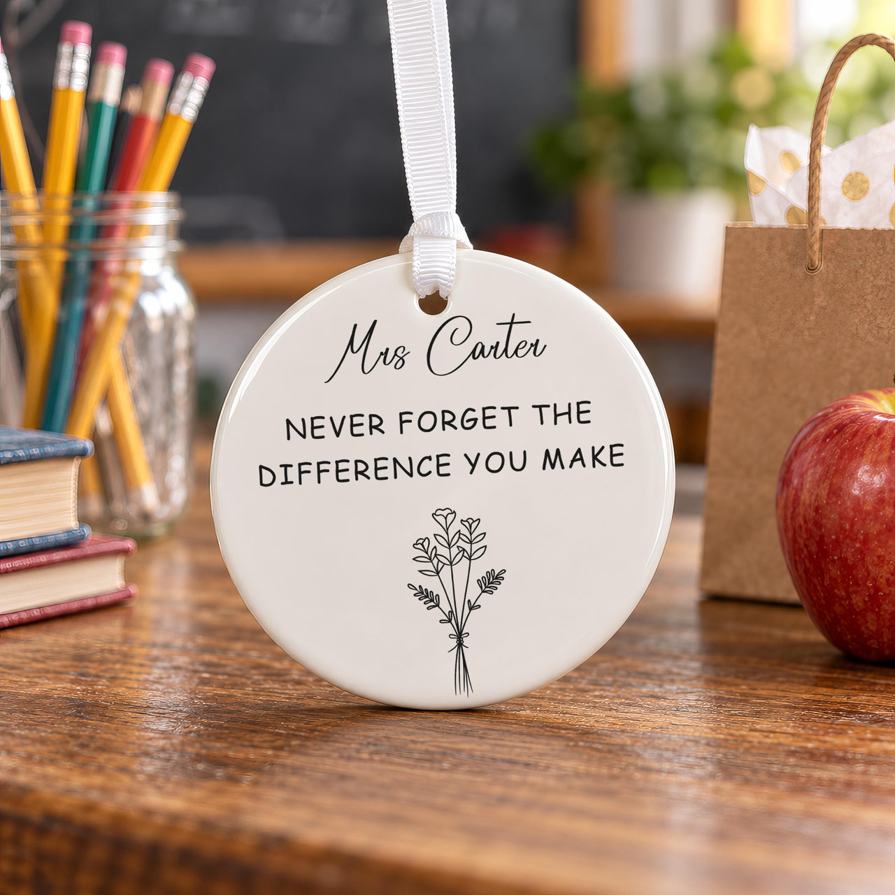 Personalised Thank You Ceramic Round Ornament - main photo