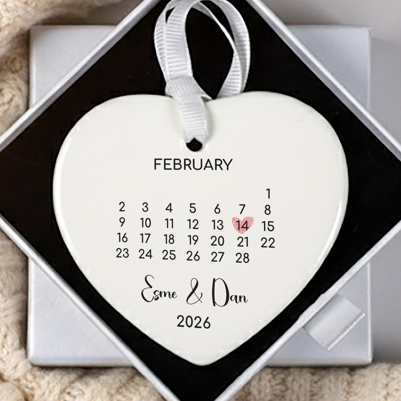 Personalised Anniversary Heart Ceramic Ornament - detail 6