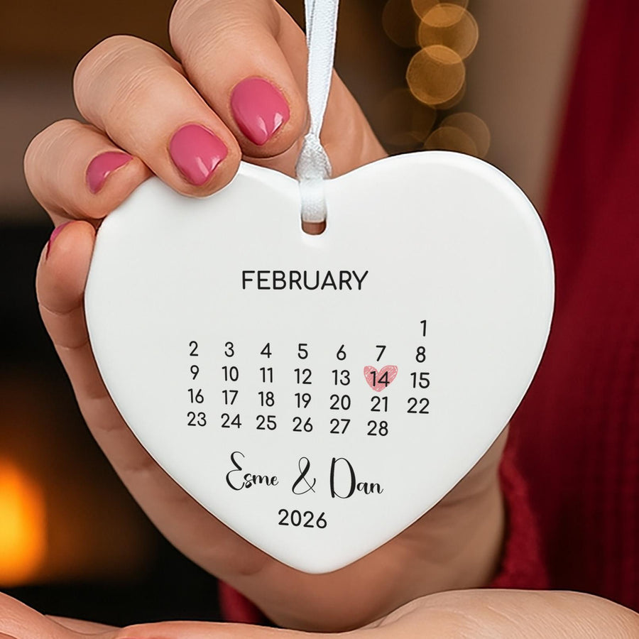 Personalised Anniversary Heart Ceramic Ornament - photo of the finished product
