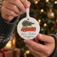 Personalised Red Car Christmas Tree Bauble - lifestyle