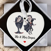 Personalised Vampire Couple Ceramic Heart Ornament - detail 6
