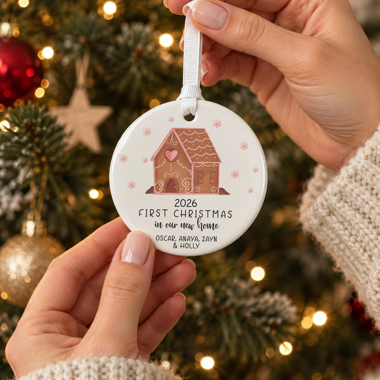 Personalised New Home Gingerbread House Bauble - lifestyle