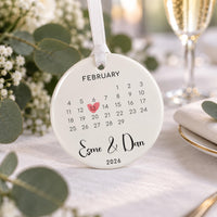 Personalised Calendar Date Ceramic Round Ornament - lifestyle