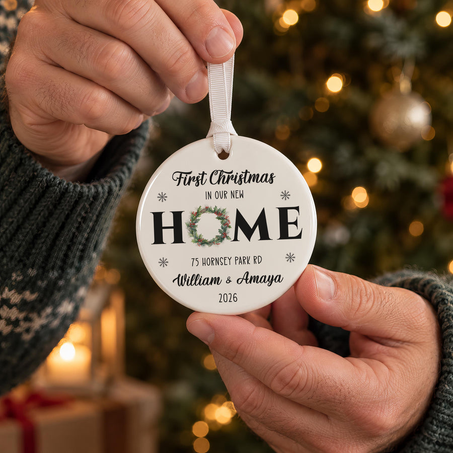 Personalised Home Wreath Ceramic Bauble - photo of the finished product