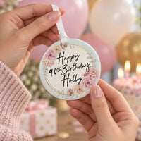 Personalised Rose Milestone Birthday Ceramic Ornament - lifestyle