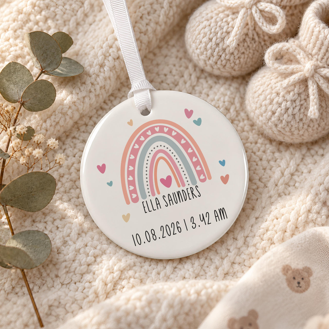 Personalised Rainbow Ceramic Ornament - lifestyle