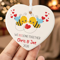 Personalised Bumble Bee Ceramic Heart Ornament - lifestyle