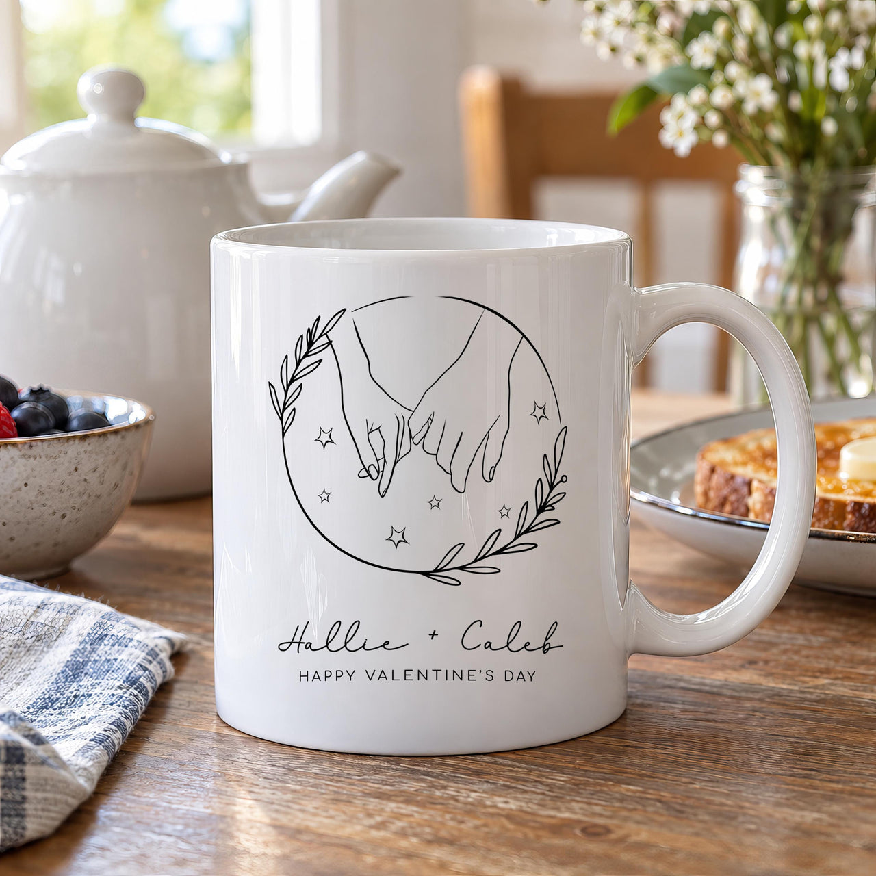 Personalised Line Art Holding Hands Ceramic Mug - detail 6