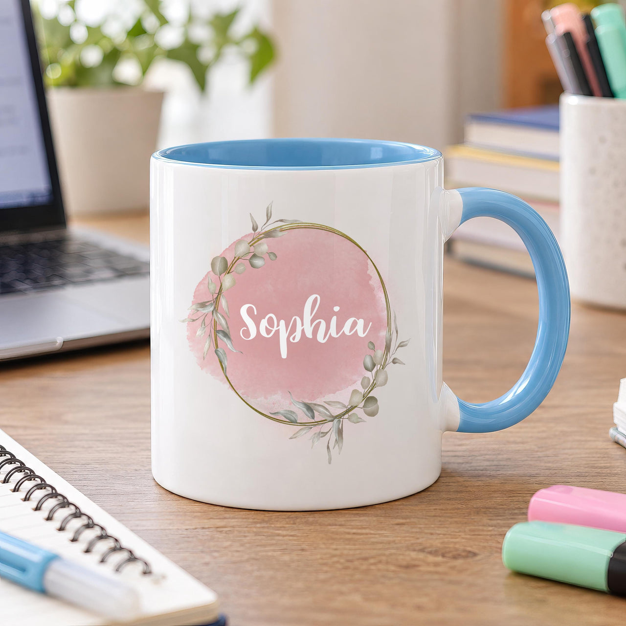 Personalised Blush Wreath Ceramic Mug - detail 10