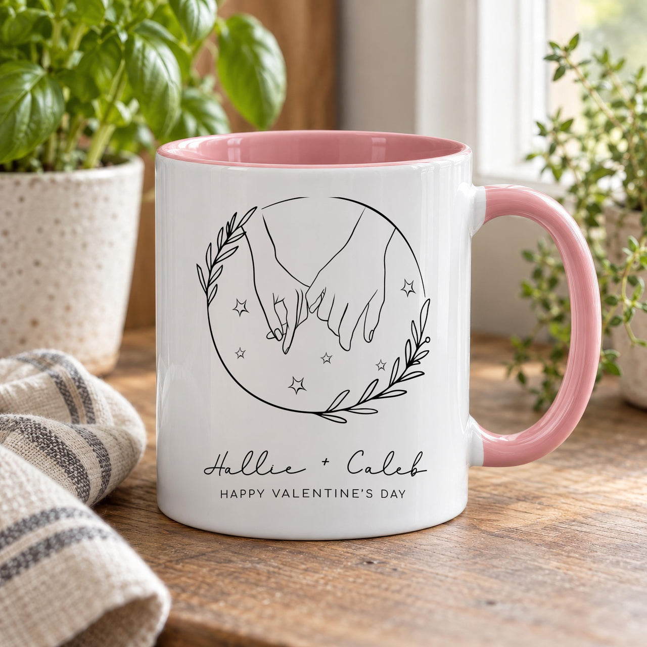 Personalised Line Art Holding Hands Ceramic Mug - detail 9