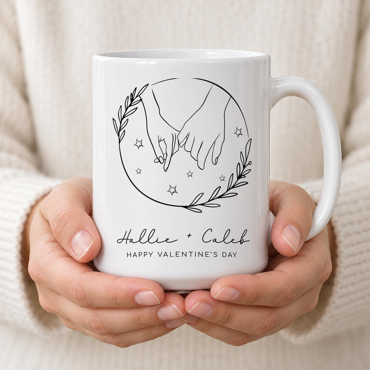 Personalised Line Art Holding Hands Ceramic Mug - detail 13