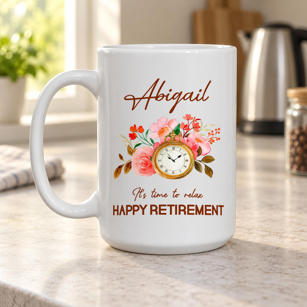 Personalised Retirement Pocket Watch Ceramic Mug - detail 13